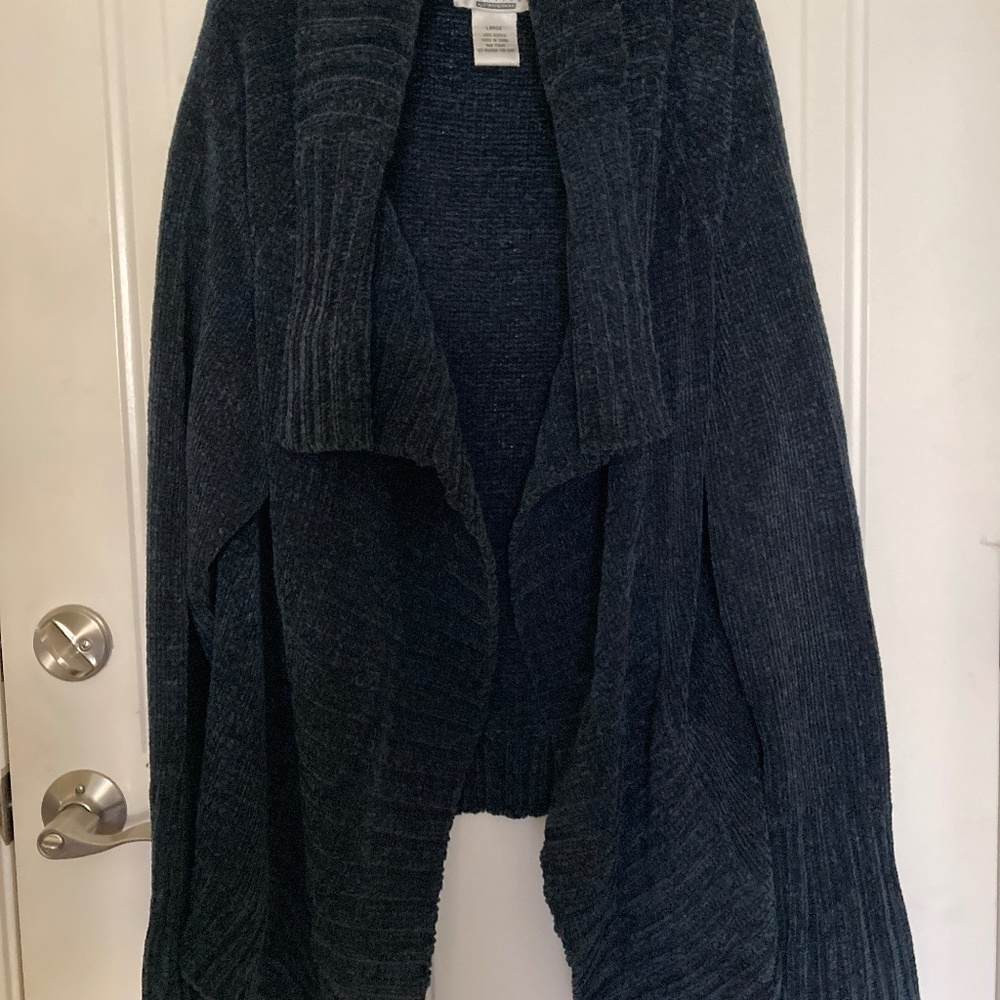 Stan Herman Chenille Wrap Sweater/Blue/Size L/SUPER SOFT/NEW!